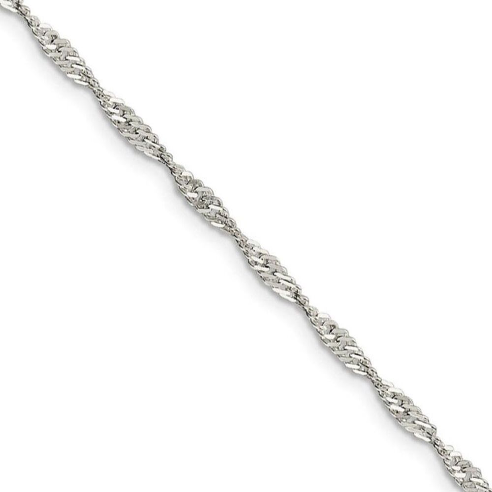 2.25mm Sterling Silver, Solid Singapore Chain Necklace, 24 Inch